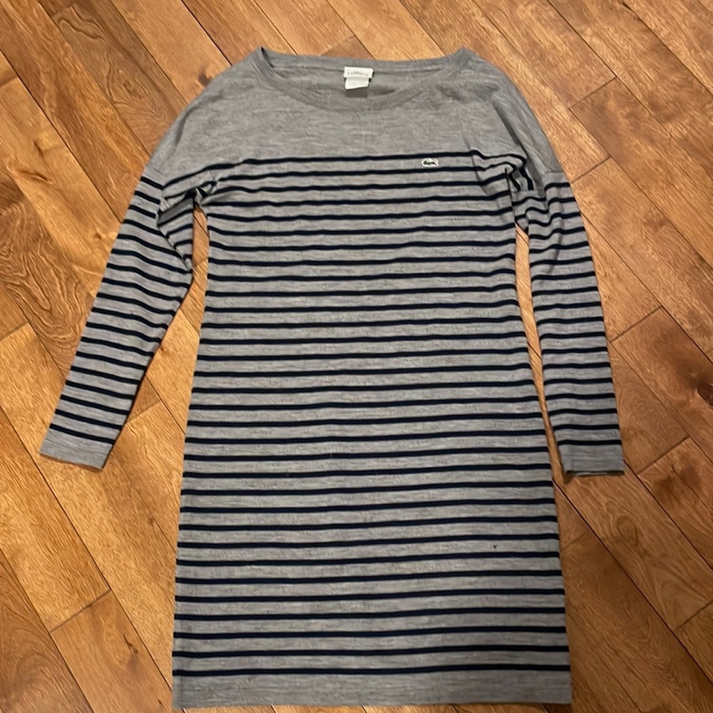 Lacoste 100% Wool Striped Sweater long sleeve Dress